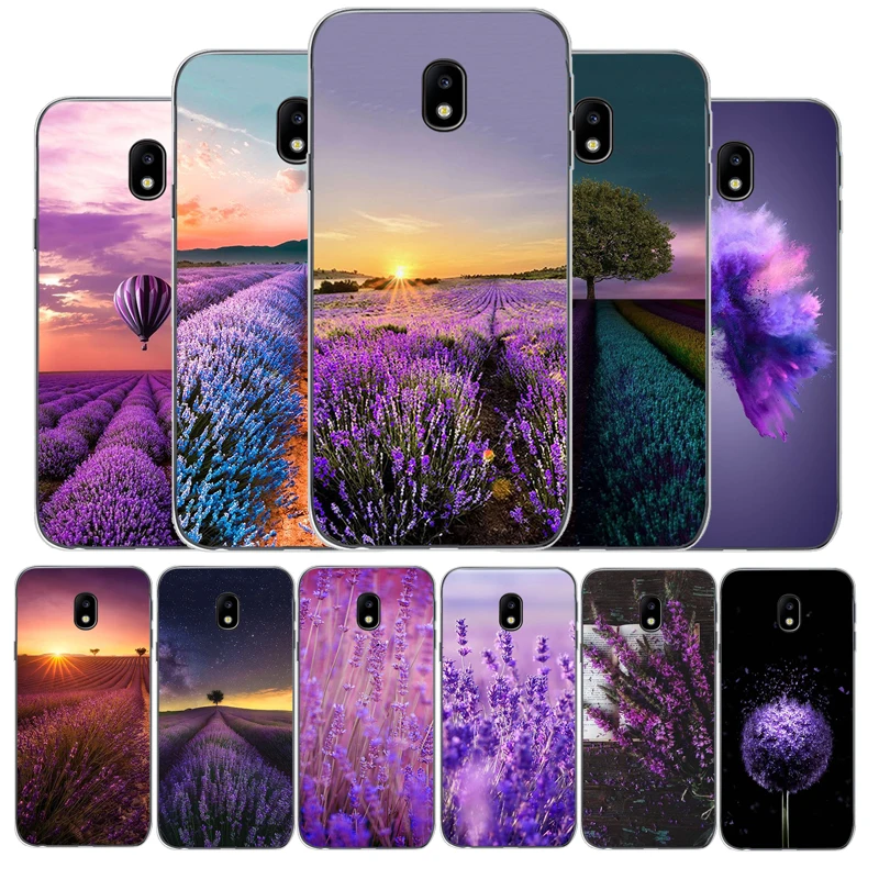 Simple lavender Purple flowers Soft Phone Case For Samsung Galaxy J5 J7 2016 2017 J3 J4 J6 J8 2018 plus | Мобильные телефоны и