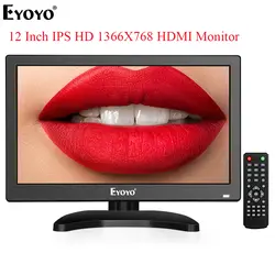 Eyoyo 12 дюймов ТВ система видеонаблюдения маленький монитор 1366x768 ips ЖК-экран с HDMI VGA AV USB пульт дистанционного управления ПК компьютер