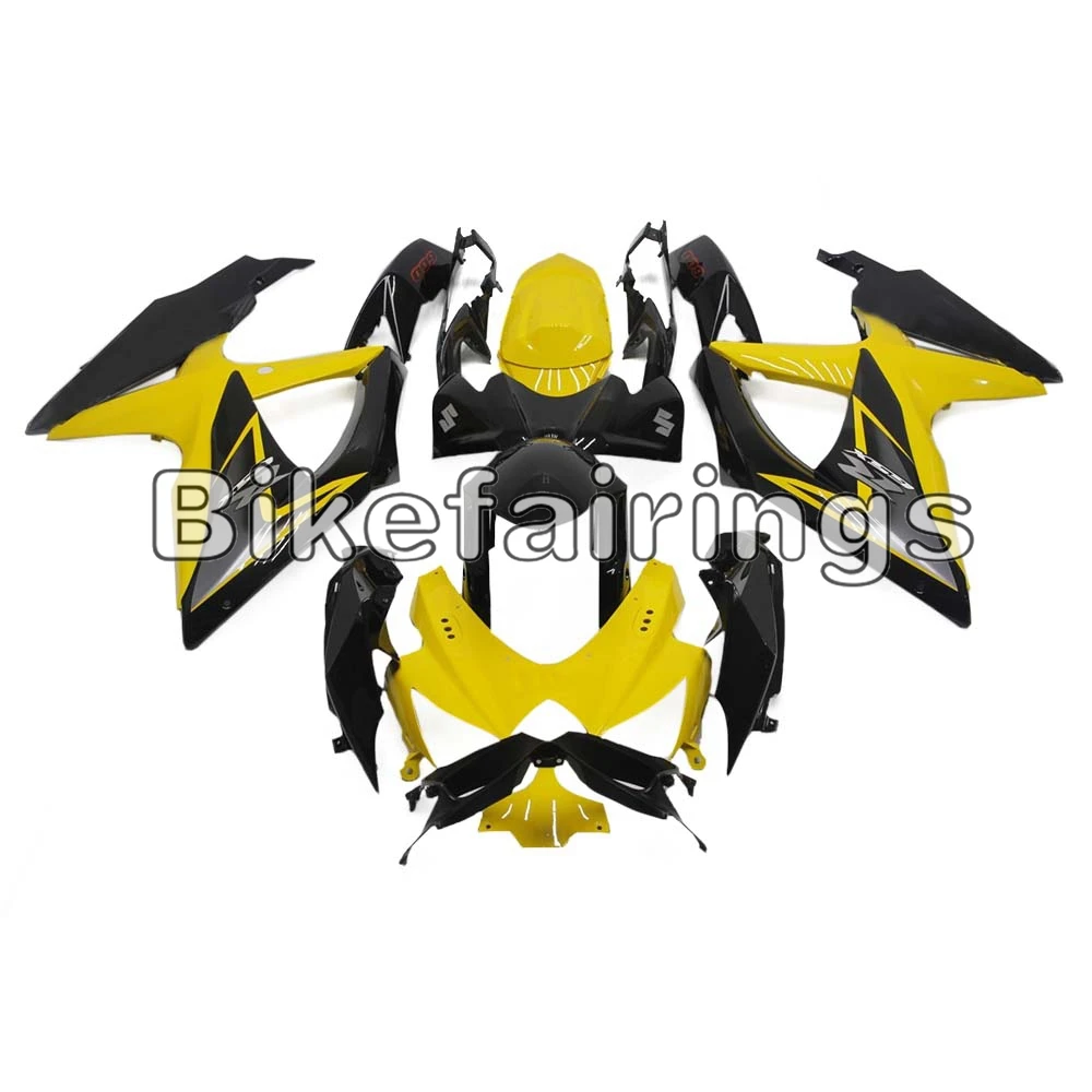 Полный комплект обтекателя Для Suzuki GSXR600 GSXR750 K8 2008 2009 2010 ABS пластиковые детали для мотоцикла кузов блеск желтый Черные корпуса