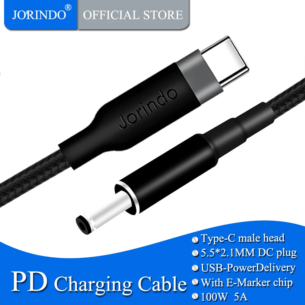 JORINDO Type C к DC5.5 * 2 1 мм двойной штекер ноутбука PD приманки 100 Вт зарядный провод
