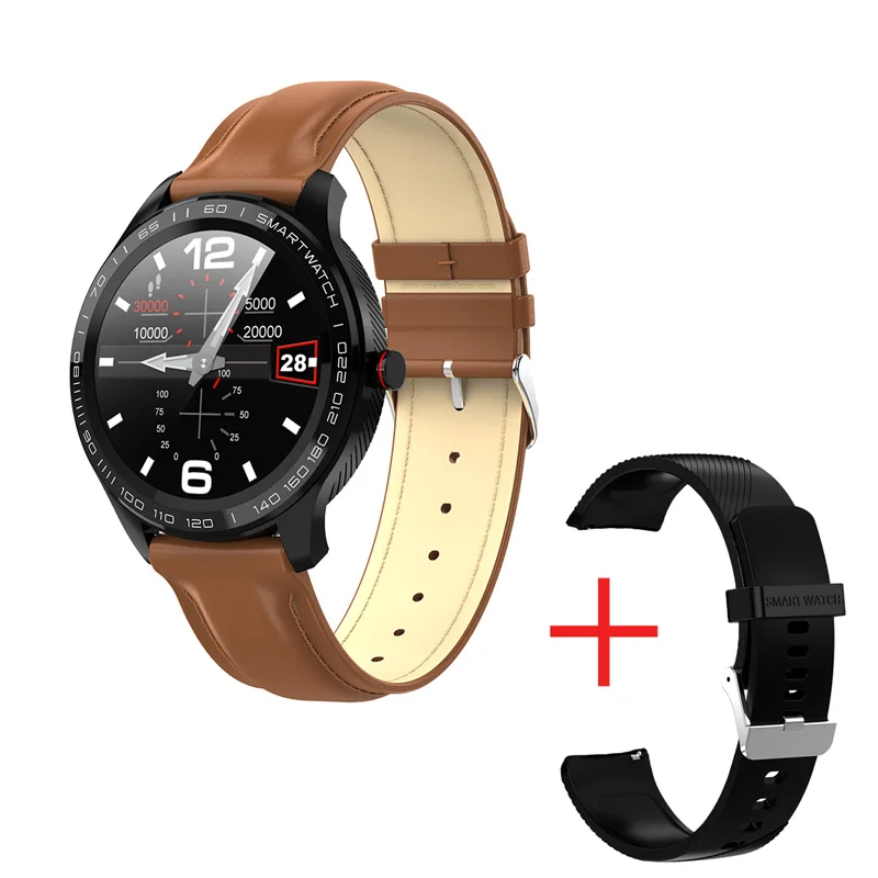 Смарт-часы L9 ECG PPG, мужские спортивные Смарт-часы с Bluetooth, Смарт-часы, водонепроницаемые, IP68, кровяное давление, кислородная кожа, часы для женщин - Цвет: brown lea ad bk sil