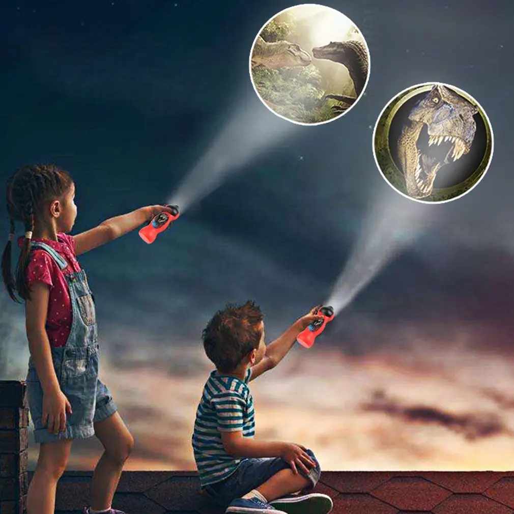 

Children's cartoon puzzle projection flashlight 24 patterns early education slides holding a projector electronic luminous dinos