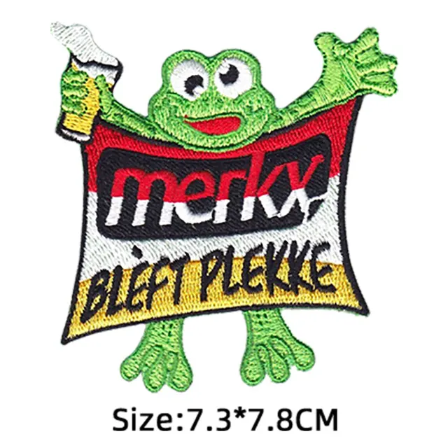 2021 Oeteldonk Emblem Frog Carnival for Netherland Emblems Full Embroidered Iron on Embroidery Patches for Clothing Applique F PE3305CT