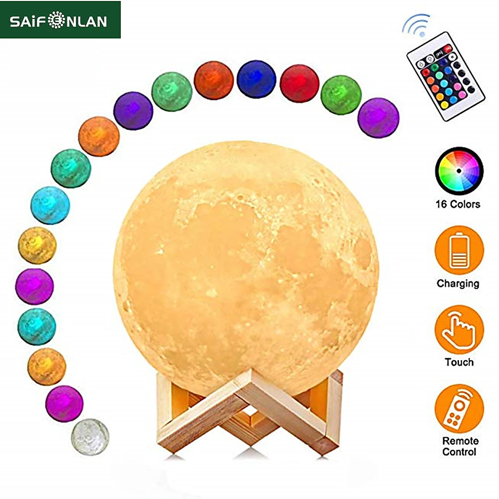 20cm lampara luna 3d print moon lamp colors change touch bedroom bookcase night light home decor christmas gift drop ship