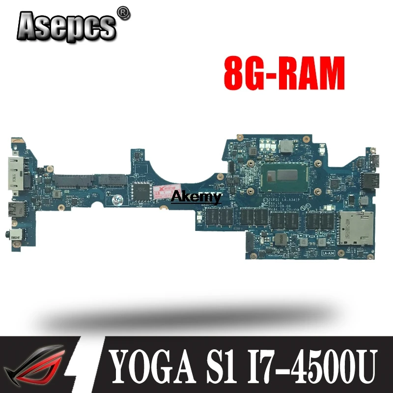 ZIPS1 LA-A341P материнская плата для ноутбука lenovo ThinkPad YOGA S1 оригинальная материнская плата 8G-RAM I7-4500U