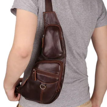 

High Quality Genuine Leather Men Messenger Shoulder Cross Body Bag Small Travel Chest Pack Purse Handbag Real Cowhide Trend Bag