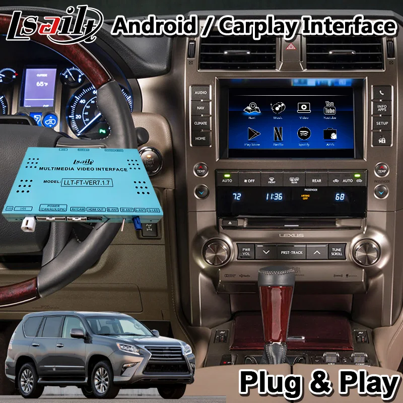 Lsailt Android Carplay Interface for Lexus GX460 GX400 GX 2013-2021 with Youtube Waze Car GPS Navigation Android Auto best gps navigation for car