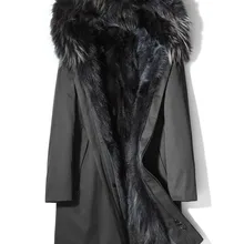 Тренч, Мужское пальто с подкладкой из натурального меха енота, Воротник из меха енота, длинное пальто, готические куртки, зимняя теплая Новая модная мужская одежда