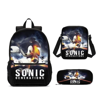 

Boys School Bags 3D Sonic Shadow Print Large Backpack For Teenagers School Bag Children Student Pencil Bag Set Mochila