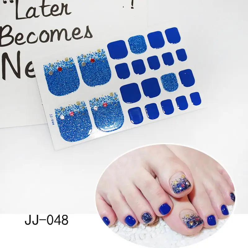 1sheet Adhesive Toe Nail Sticker Glitter Summer Style Tips Full Cover