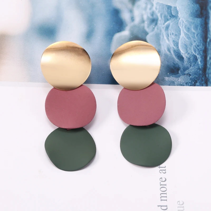 Korean Big Round Circle Coins Drop Earrings For Women Colorful Metal Sequins Long Dangle Female Jewelry Gift 2019 | Украшения и