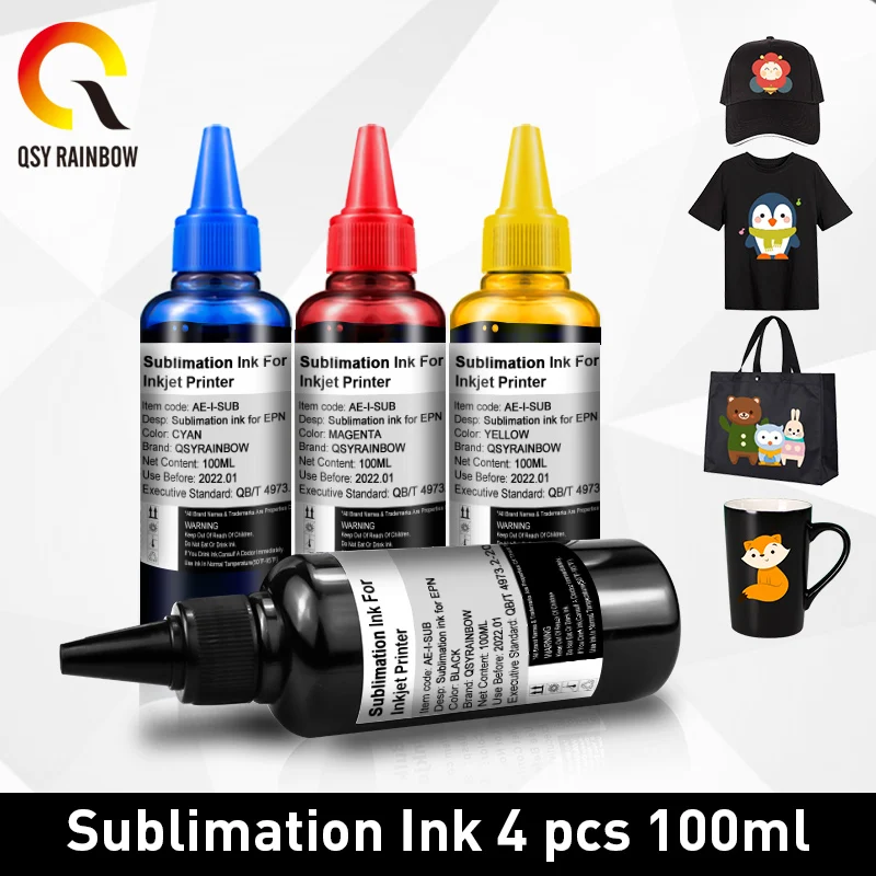 Cartuccia Del Prodotto Di Ricarica Dell'Inchiostro Della Stampante A Sublimazione A 4 Colori Qsyrainbow 100Ml Per Epson Ecotank L3150 664 L395 L3110 1