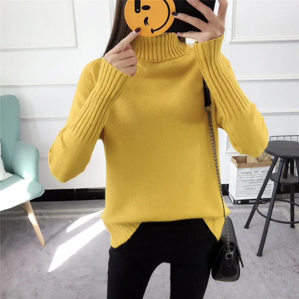 Sweater Women Turtleneck Solid Color Loose Europes Wind Female long-sleeve Thick Hot Sell Womens Sweaters Vestidos LXJ677 | Женская