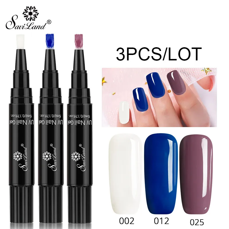 Saviland 3 шт./лот набор гель-лаков UV Vernis полуперманентный праймер верхнее покрытие 5 мл полигель лак для ногтей маникюрный гель - Цвет: 002 n 012 n 025