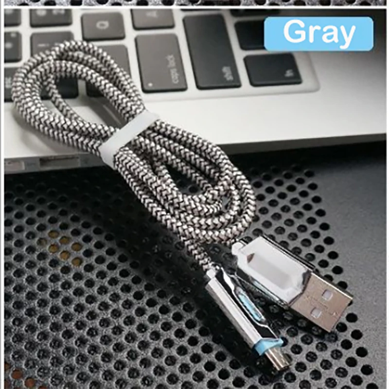 Серебристый Micro USB кабель Быстрая зарядка USB кабель для передачи данных для Xiaomi samsung huawei Android мобильный телефон планшет usb зарядка 1 м - Цвет: Серебристый