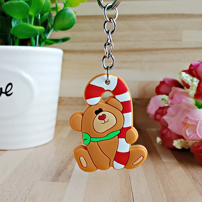 Мультфильм Рождество силиконовый брелок для ключей Рождество Санта Клаус подарки простые девушки брелки ювелирные изделия Аксессуары для машины, сумки - Цвет: Christmas Bear
