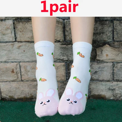 1/2/3 пары носков с изображением милых животных Для женщин короткие носки Kawaii женские Носки с рисунком из осень-зима теплые носки для девушек и женщин забавные носки Meias - Цвет: 1pair style 12