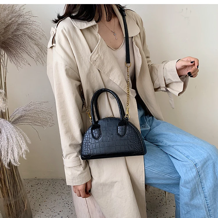 Stone Pattern Leather Crossbody Bags For Women Luxury Quality Shoulder Messenger Lady Brand Travel Semicircle Handbags