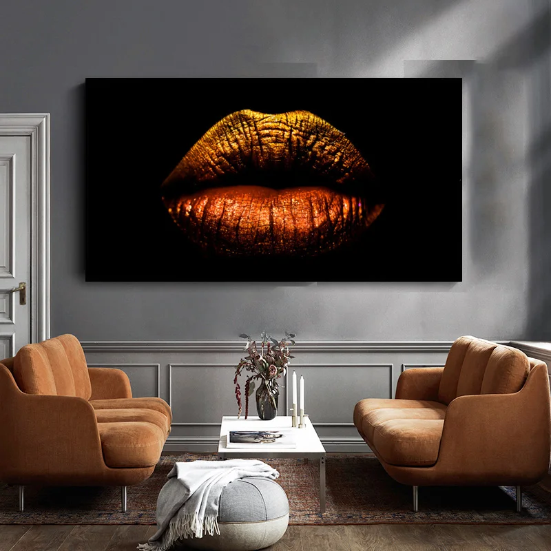 Modern Luxury Home Wall Art Decoration Painting Dollars Cash Lips Mouth  Flowing Golden Liquid Crown Art Canvas Painting Poster - AliExpress
