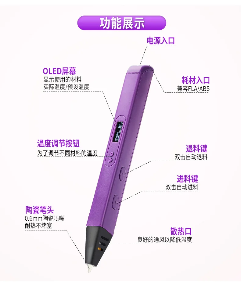DEWANG Intelligence 3D Pen Original DIY 3D Printing Pen ABS/PLA Filament Creative Toy Gift For Kids Design Drawing