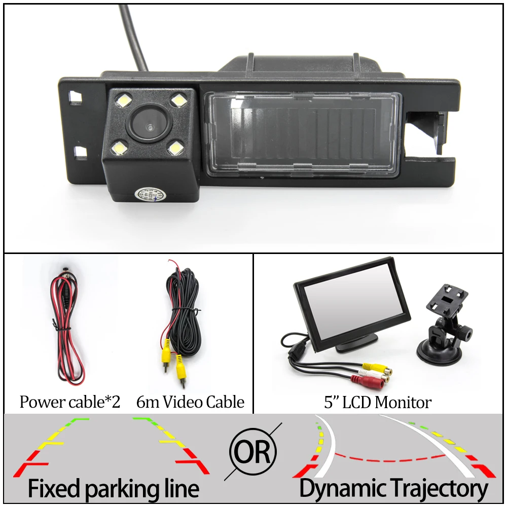 Фиксированная или динамическая траектория Автомобильная камера заднего вида для Opel Astra Corsa Meriva Vectra Zafira Tigra Buick Regal Автомобильный парковочный монитор - Название цвета: 4LED N 5 inch LCD
