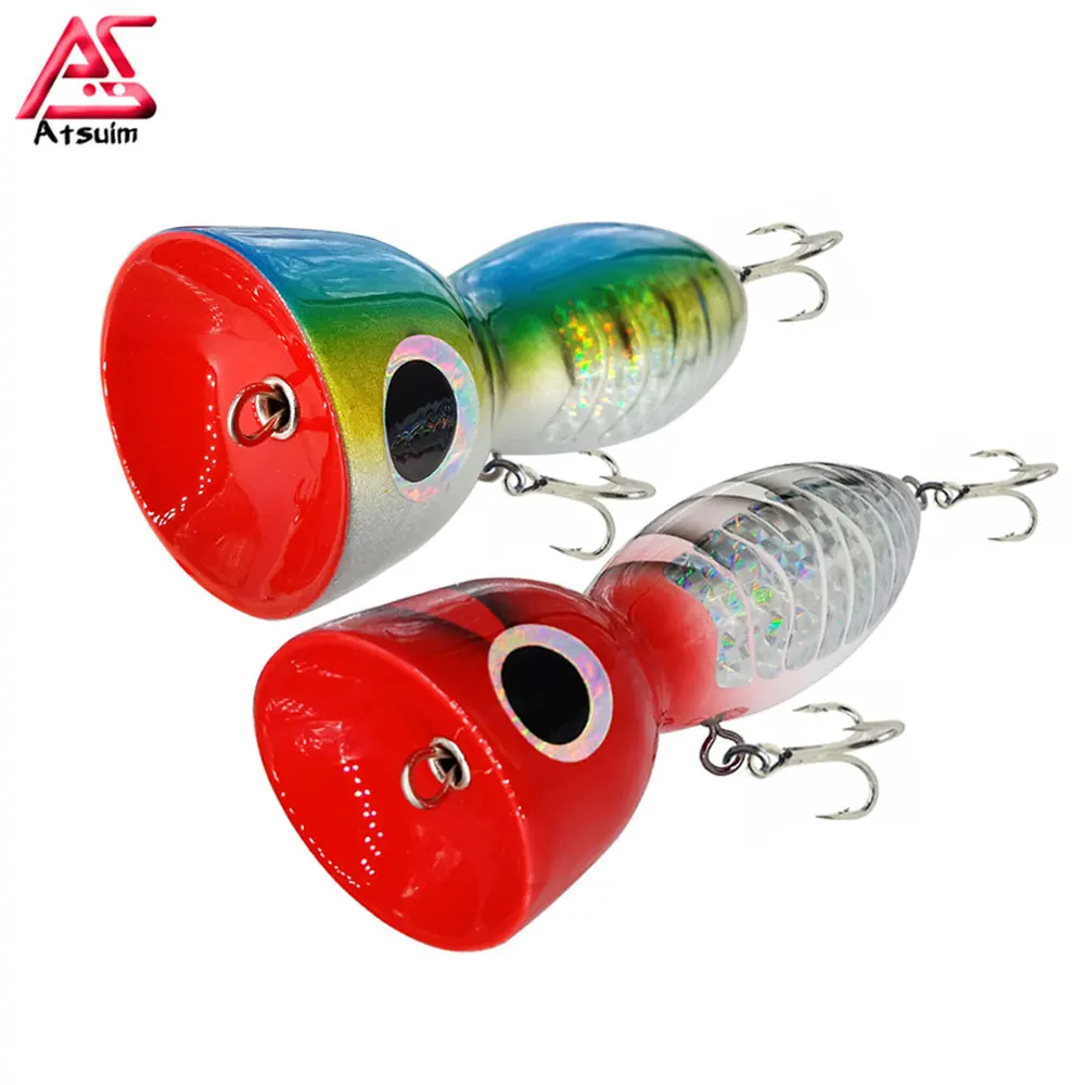 AS Trolling Tuna Cast Bait 125g145g Boat Fishing Glow Popper Wood Lure BKK  Treble Hooks Saltwater Topwater Carp SwimBait Leurre - AliExpress