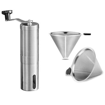 

Coffee Filters for Pour Over Metal Coffee Dripper Reusable Cone Filters Carafes & Manual Ceramic Coffee Grinder
