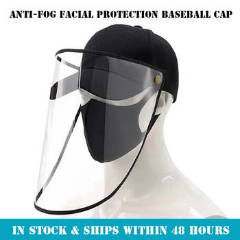 

2020 Anti-fog Face Mask Hat Anti-saliva Detachable Mask Eyes Mouth Cover Dustproof Peaked Hat Waterproof Baseball Cap for Adult