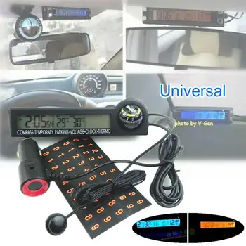 

1 Pcs Multi-function vehicle thermometer car voltmeter clock electronic car LED