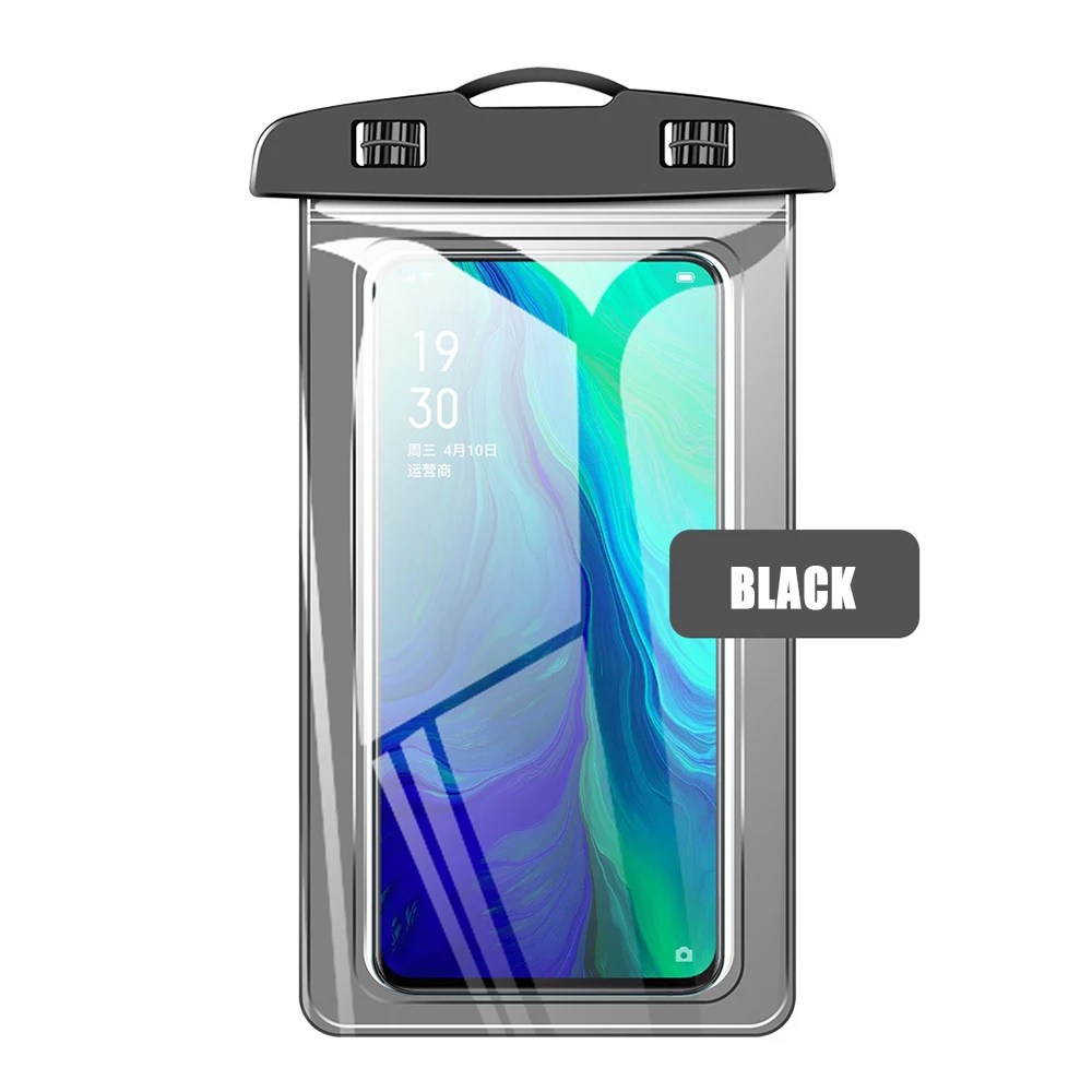 IP68 Универсальный Водонепроницаемый Чехол для iPhone XS Max XR X 8 7 6 Plus samsung S10 S9 S8 Чехол Водонепроницаемая Сумка Чехол для мобильного телефона - Цвет: black