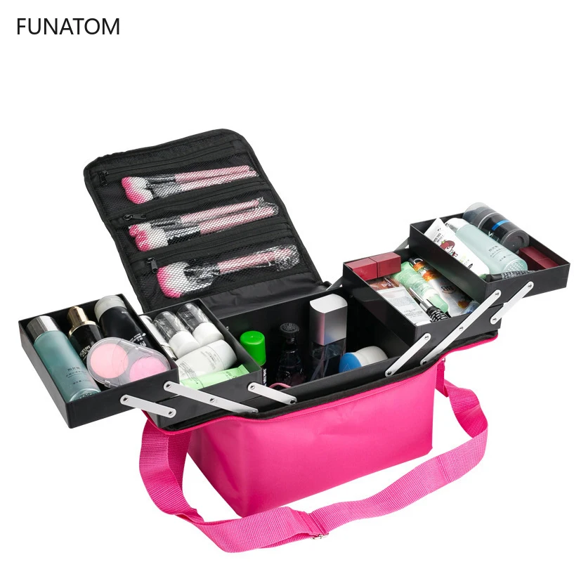 

Make up bag hand-held large capacity multi-layer manicure hairdressing embroidery tool kit cosmetics storage case toiletry bag