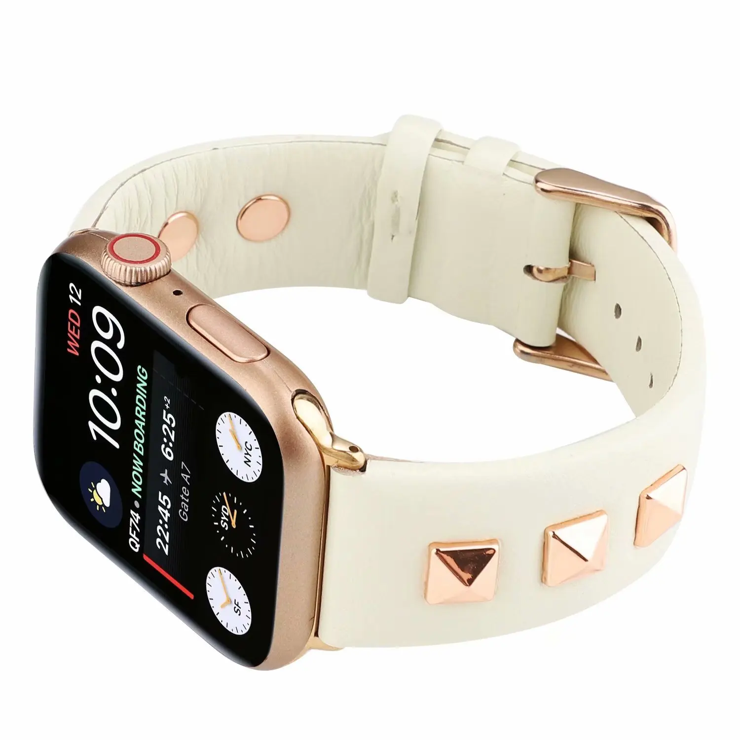 Для Apple watch, ремешок с заклепками, серия 5, 4, 3, 2, 1, браслет для мужчин и женщин, кожаный ремешок 38 мм, 42 мм, 44 мм, для iwatch, 4 ремешка, 40 мм, аксессуары