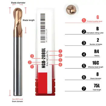 

Durable 2 Flutes CNC Lathe Tungsten Steel Ball Nose Milling Cutter Endmill High Hardness Drill Bit Has good milling and cutting