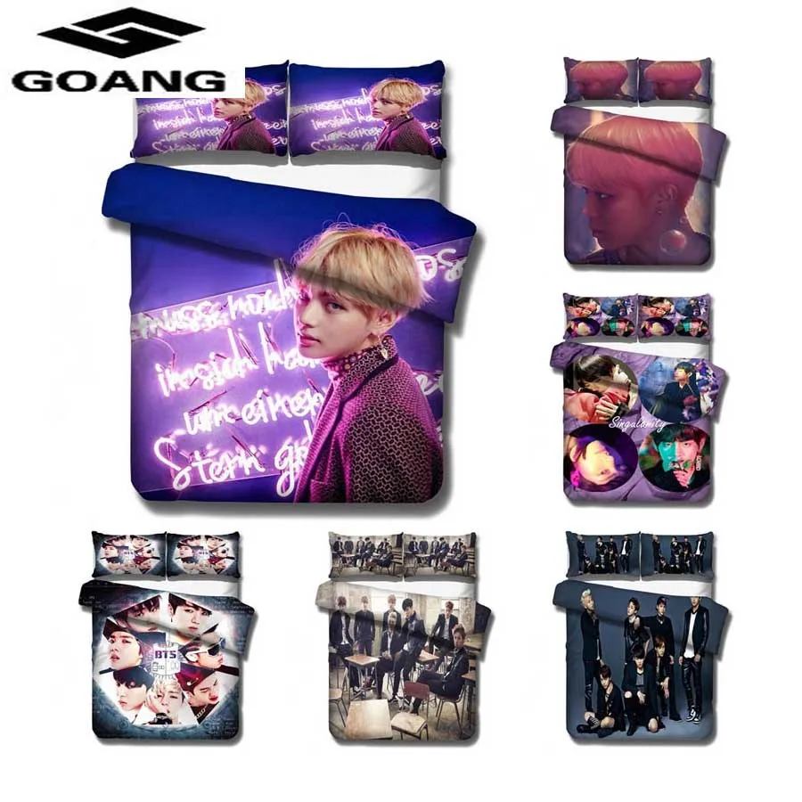 

GOANG Fashion Simple Style home bedding sets BTS Pattern bed linen Duvet Cover Pillowcase Home Textiles luxury Bedding Set