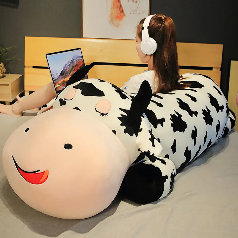 80-120cm Giant Lying Cow Plush Pillow Soft Stuffed Animal Cattle Toys for Children Kawaii Baby Doll Girls Birthday Gift | Игрушки и
