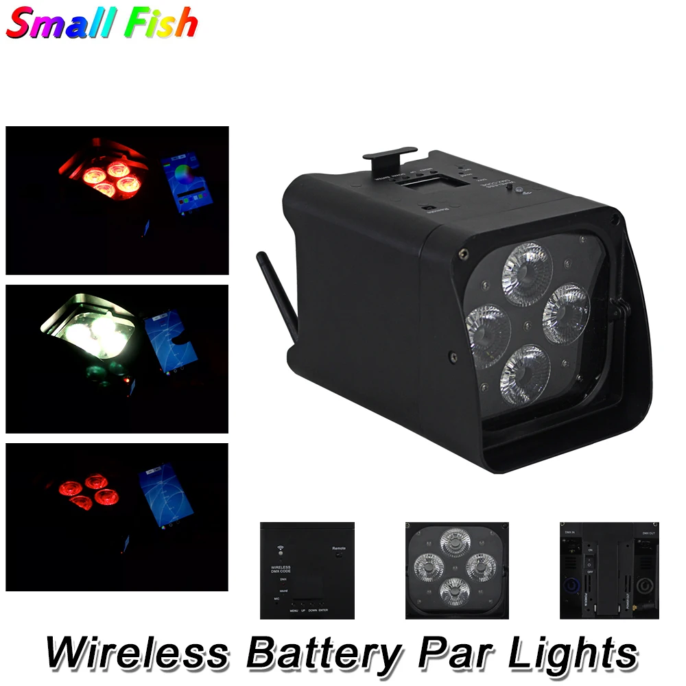 

Wireless Battery Par Lights 4X10W RGBWA-UV 6IN1 LED Wash Lights DMX Par Cans Remote Control Stage Dj Lighting Shows Projector