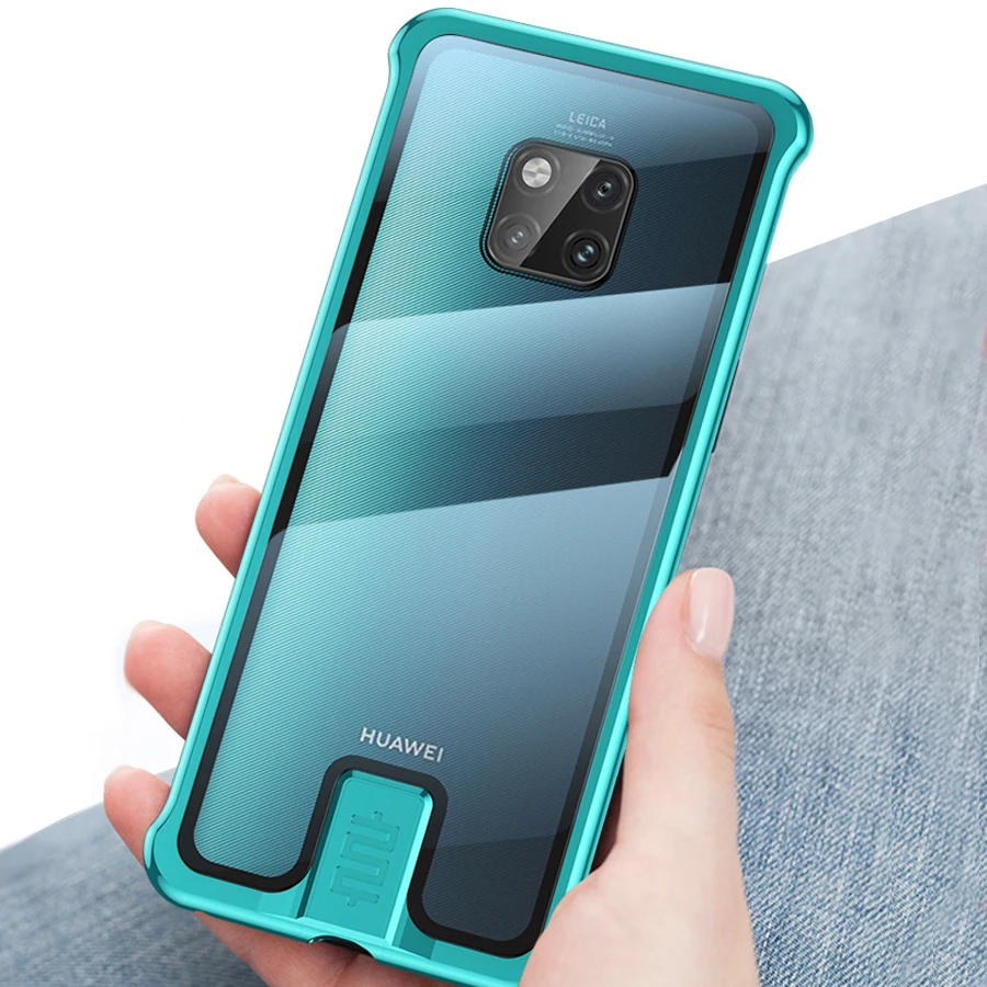 Чехол для телефона Huawei Mate 20 Pro прозрачный стеклянный металлический бампер