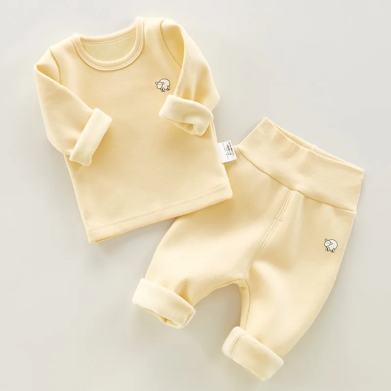 2pcs/Set Kids Clothes Solid Long Sleeve T-shirt Pants For Baby Boys Girls Toddler Winter Soft Clothes Children Clothing Suit