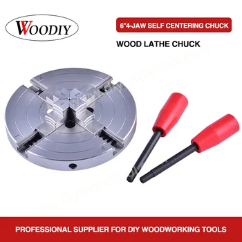 

WOODIY 6 inch/150mm linkage 4-jaw self centering wood turning lathe chuck ,manual threaded hole woodworking tools accessories