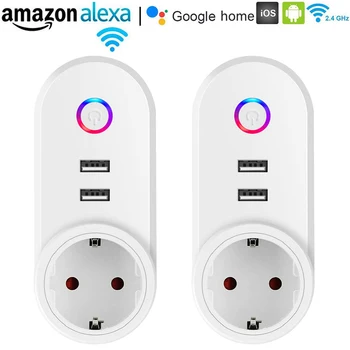 

2USB Port Smart WiFi Plug App Remote Control Socket Support Timing Energy Saving Smart Delay Devices No Hub Required D30