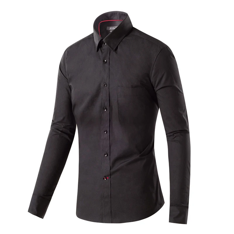 Camisa Negra de larga para hombre, Camisa de algodón con roja para hombre, una generación de pelo|Camisas informales| - AliExpress