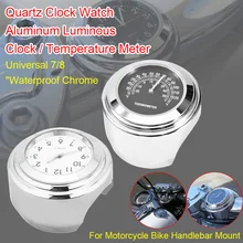 7/8 Universal Waterproof shockproof Motorcycle Bicycle Handlebar Mounted Motorcycle Hand Clock Thermometer bicycle mounted waterproof shockproof mini aluminium alloy luminous clock watch gold silver
