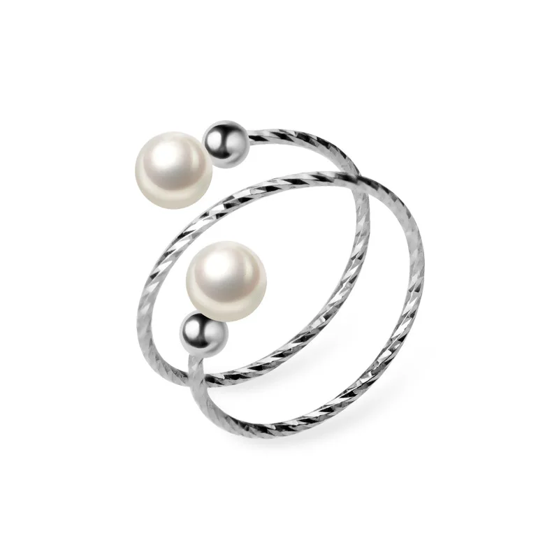 INZATT Real 925% Sterling Silver Minimalist Pearl spiral Ring For Women Birthday Party Classic Fine Jewelry Accessories Gift - Image 3