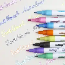 8 цветов/Набор подарочных открыток, ручки для рисования, двойная линия, контурная ручка, кавайные канцелярские школьные принадлежности для офиса