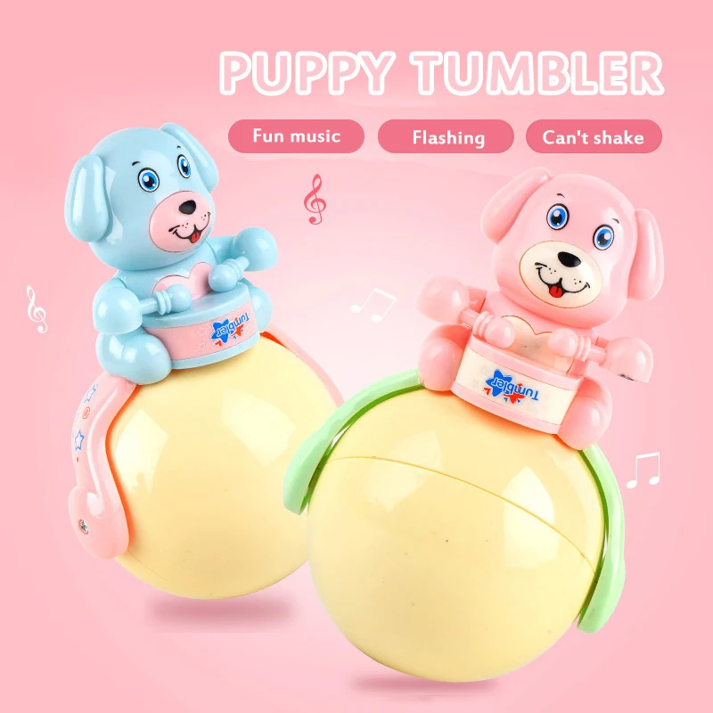 

Baby Music Glow Dog Tumbler Puzzle Toy Cartoon Blue/ Pink Baby Early Education Rattles Color Random Xmas Christmas Gifts For Kid