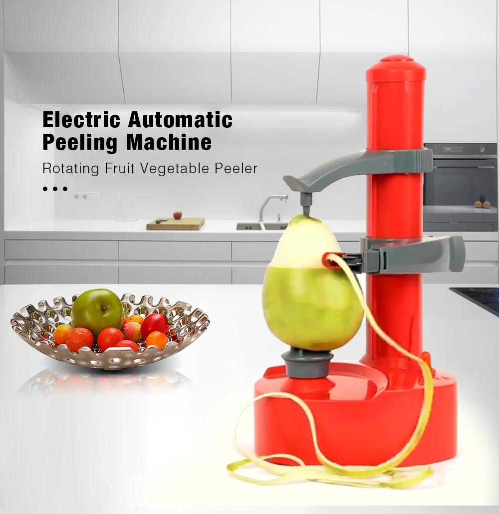 

4 Colors Electric Automatic Peeling Machine Rotating Fruit Vegetable Peeler With 2pcs Replaceable Blades Kitchen Tools