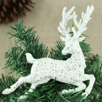 

1PC White Elk Christmas Tree Pendant Ornaments For Home Christmas Tree Party Decorations DIY Kids Gifts Supplies Happy New Year