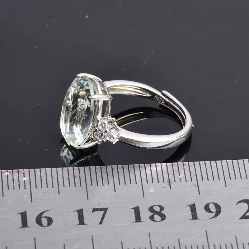 CSJ настоящий натуральный зеленый аметист регулируемое модное кольцо 925 пробы серебро Oval10* 14 мм женские Свадебные Элегантные вечерние подарочная коробка