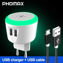 PHOMAX USB зарядное устройство 5 в 2,4 A светодиодный Таймер управление смарт-зарядное устройство для samsung Galaxy s9 s10 Galaxy htc Xiaomi LG huawei кабель для передачи данных