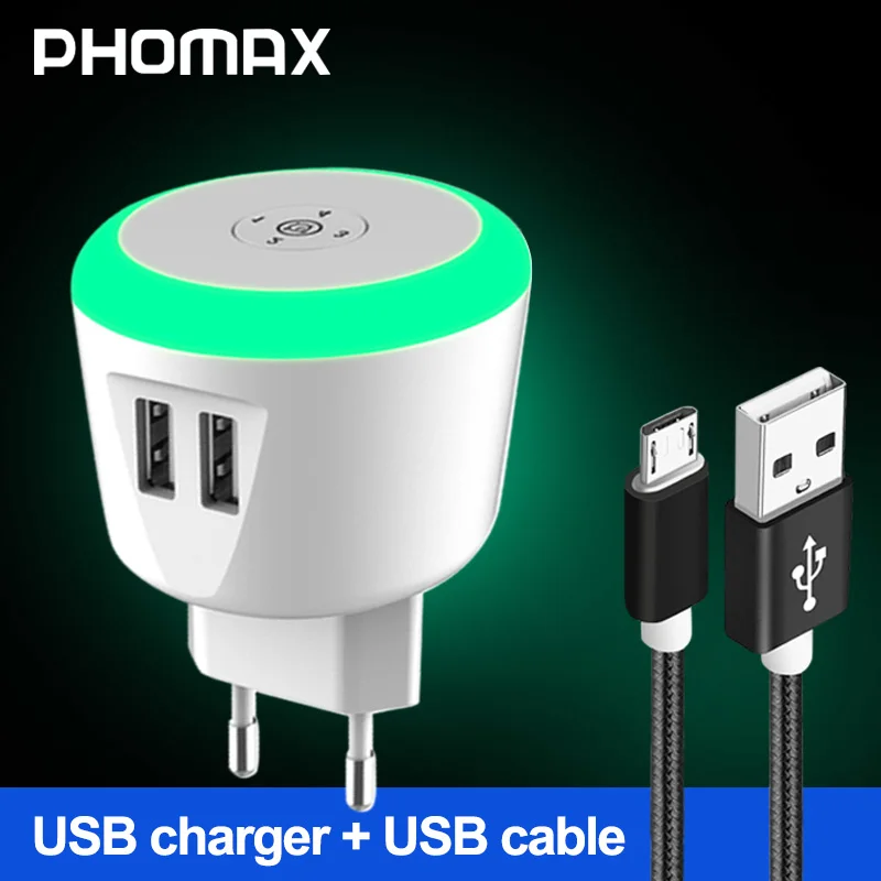 Зарядное устройство PHOMAX с USB 5 В 2 4 А светодиодный таймер умное зарядное для Samsung